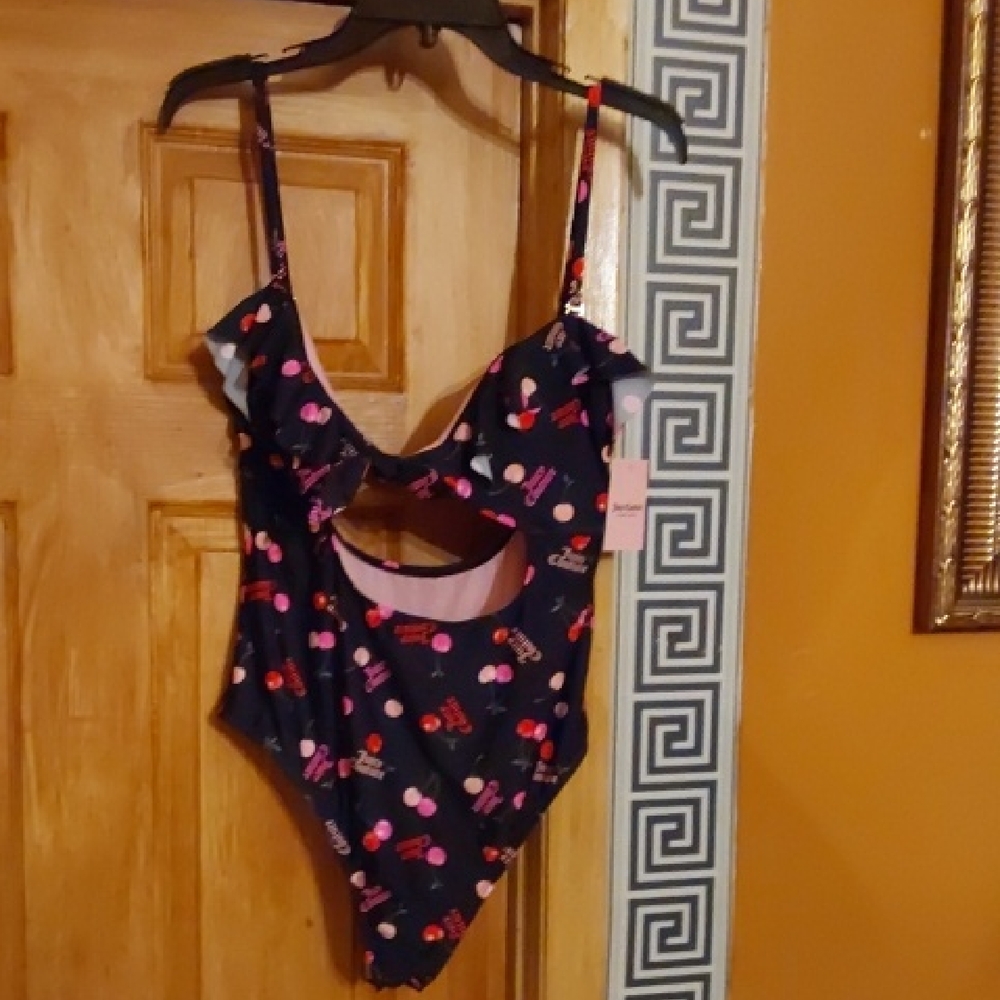 Juicy Couture Black and Pink One Piece Swimsuit